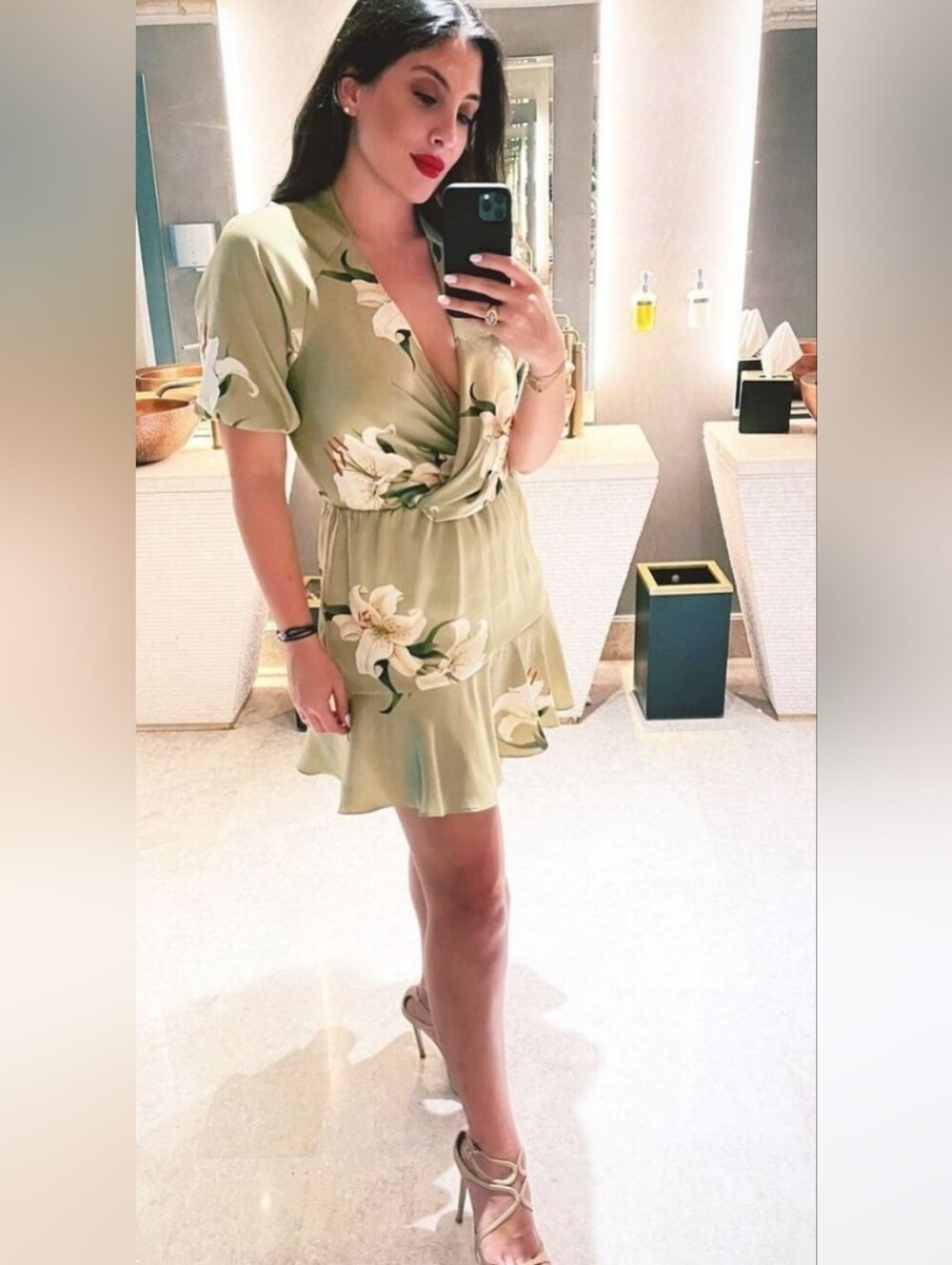 Zara Sage Green Floral Wrap Dress